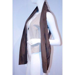 $260 POLECI Designer LINEN Belted VEST Scarf SILK Top ( 8 )